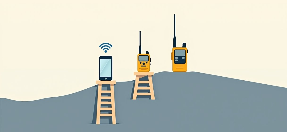 Three-rung ladder: Bitchat, FRS and GMRS radios, amateur radio